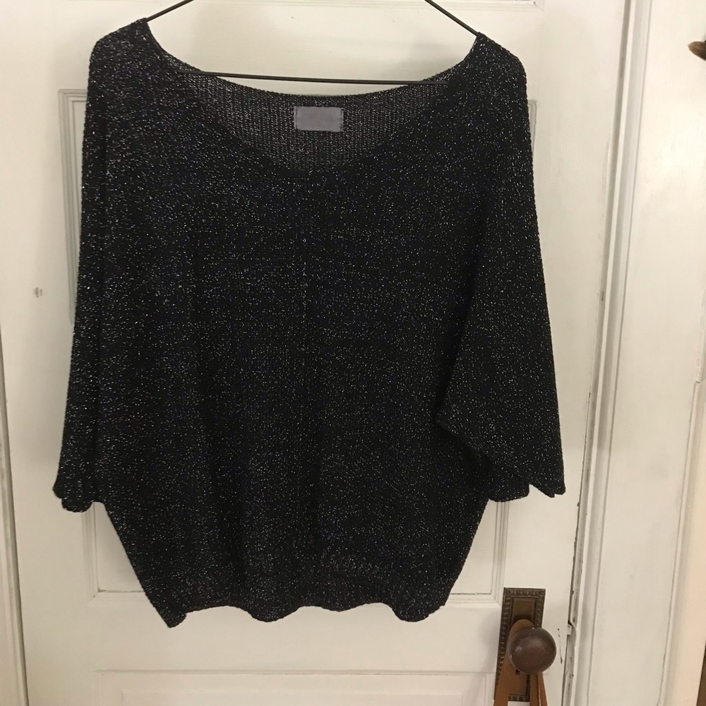 Black knit top woven with silver -M/L